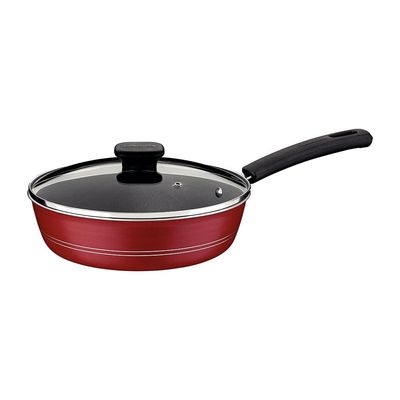 Frigideira Funda Tramontina Sicília em Alumínio com Tampa, Revestimento em Antiaderente Starflon Excellent 24 cm Vermelho