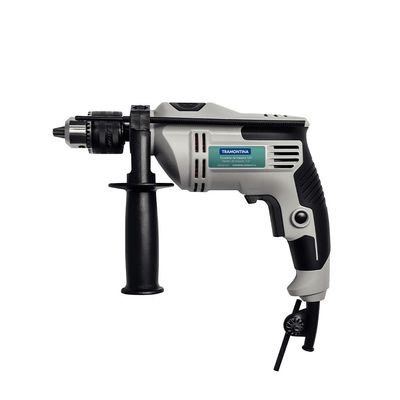 Furadeira de Impacto Tramontina 1/2 com Empunhadura Auxiliar e Sistema de Reversão 500W Preto/Cinza / 220V