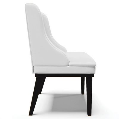 Kit 10 Cadeiras Estofadas Sala De Jantar Base Fixa De Madeira Preto Lia Sintético Branco - Ibiza