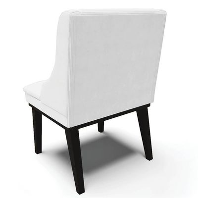Kit 10 Cadeiras Estofadas Sala De Jantar Base Fixa De Madeira Preto Lia Sintético Branco - Ibiza