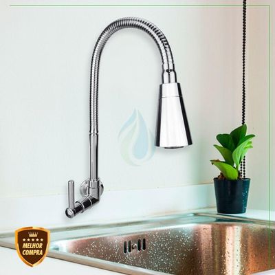 Torneira Gourmet Para Cozinha Parede Pia Dois Jatos Cone Cromado Cód. 6700