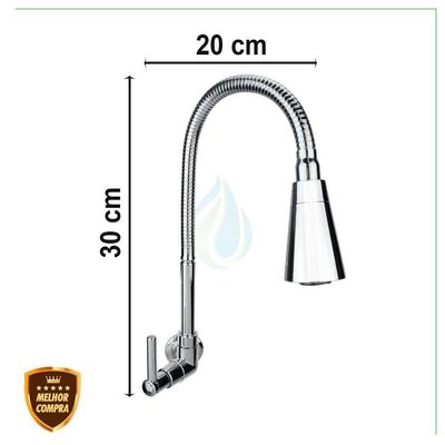 Torneira Gourmet Para Cozinha Parede Pia Dois Jatos Cone Cromado Cód. 6700