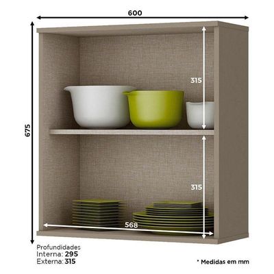 Armário Aéreo évelin 1 Porta 60 Cm Duna Cristal – Henn