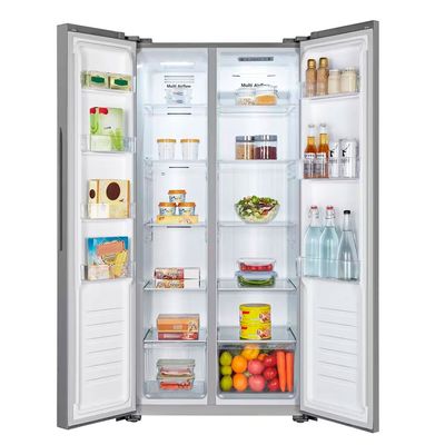 Geladeira 428L Hisense RS3P428 Side by Side Inverter Frost Free Portas Planas Puxador Embutido Metálico / 127V
