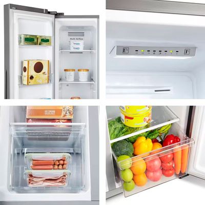 Geladeira 428L Hisense RS3P428 Side by Side Inverter Frost Free Portas Planas Puxador Embutido Metálico / 127V