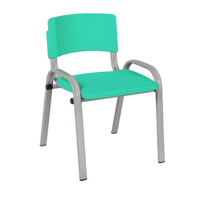 Kit 10 Cadeira Iso Infantil Creche, Escola Base Cinza Verde água