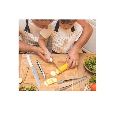 Faca de Cozinha Chef 8" Cortar Picar Fatiar Inox Cabo Branco