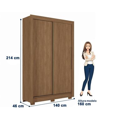 Guarda-Roupa Solteiro Santos Andirá Lapa com 2 Portas, 2 Gavetas e 3 Prateleiras 140cm de largura Jatobá