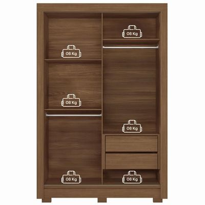 Guarda-Roupa Solteiro Santos Andirá Lapa com 2 Portas, 2 Gavetas e 3 Prateleiras 140cm de largura Jatobá