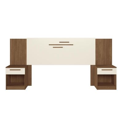 Cabeceira para Cama Box Casal Santos Andirá Loanda com 2 Gavetas 256cm de largura Jatobá com Areia