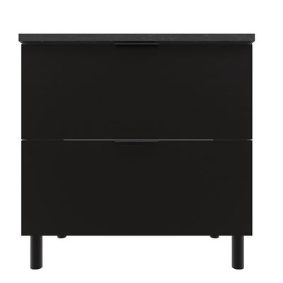 Balcão Duplo Bartira Rubi com 2 Gavetões e 80,1cm de Largura Preto com Bege
