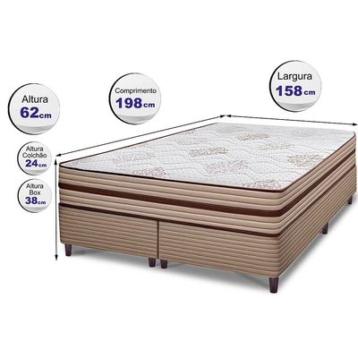 Cama Box Queen Size Bipartida Cama InBox Livity com Molas Ensacadas e Espuma D26 24x158x198cm Bege