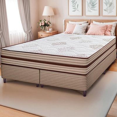 Cama Box Queen Size Bipartida Cama InBox Livity com Molas Ensacadas e Espuma D26 24x158x198cm Bege