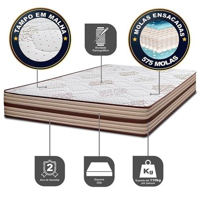 Cama Box Queen Size Bipartida Cama InBox Livity com Molas Ensacadas e Espuma D26 24x158x198cm Bege
