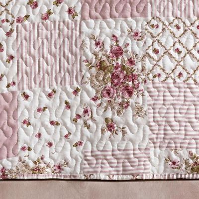 Colcha Estampada Dupla Face Bouti King 03 Peças - Rosa Matura
