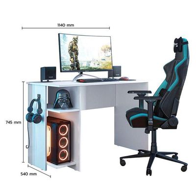 Mesa Para Computador Gamer 3875 Branco Brilho - Qmovi
