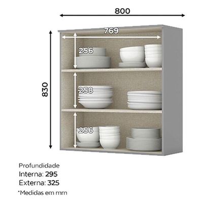 Armário Aéreo 2 Portas 80 Cm Americana Cinza – Henn