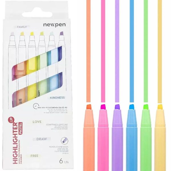 MARCA TEXTO HIGHLIGHTER UP PASTEL - 6 CORES - NEWPEN