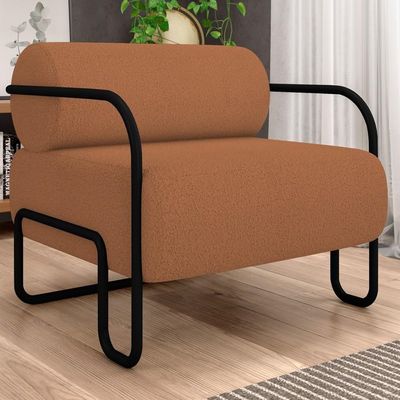 Poltrona Decorativa Para Sala Industrial Kira K04 Bouclê Terracota - Mpozenato