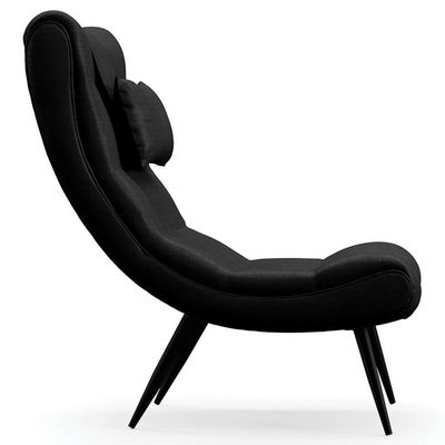 Poltrona Decorativa Para Sala De Estar Com Almofada E Pés Palito Lord Facto Dunas Preto - Ibiza