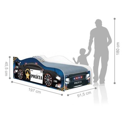 Cama Carro Polícia Kids Solteiro Com Colchão
