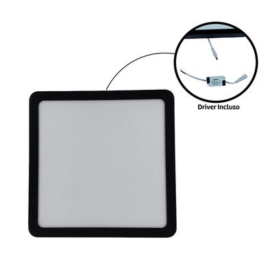 Kit 3 Painel Led 20,4x20,4 Quadrado Preto Sobrepor 18w 6500k Foxlux
