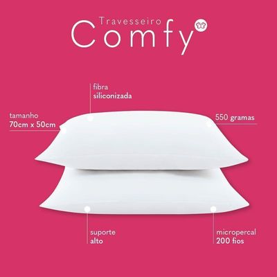 Kit 02 Travesseiros Comfy Suporte Alto - em tonalidade Branco