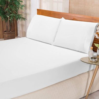Jogo De Cama Ponto Palito Percal 180 Fios Elegance King 03 Peças - disponível na cor Branco