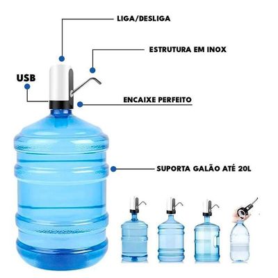 Bomba Elétrica Para Galão Bebedouro Automática Usb