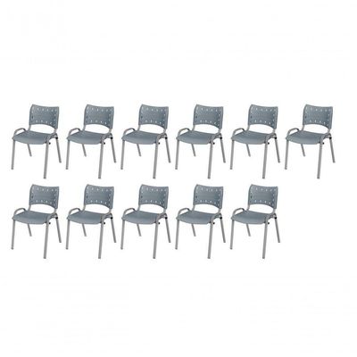 Cadeira Iso Base Cinza, Igreja, Escola, Escritório -cinza Kit 11 Peças