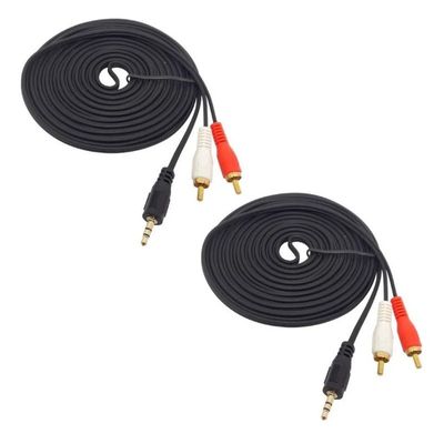 Kit 2 Cabos P2 Estéreo X 2 Rca 5 Metros Blindado 100%