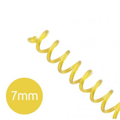 Espiral para Encadernação Amarelo Transparente 7mm 25 Folhas 100 und