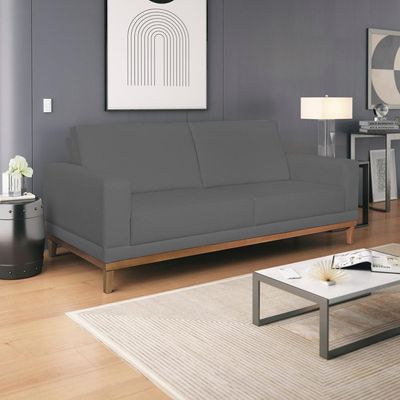 Sofa 3 Lugares 200 Cm Crons Suede Cinza Vazzano Cinza