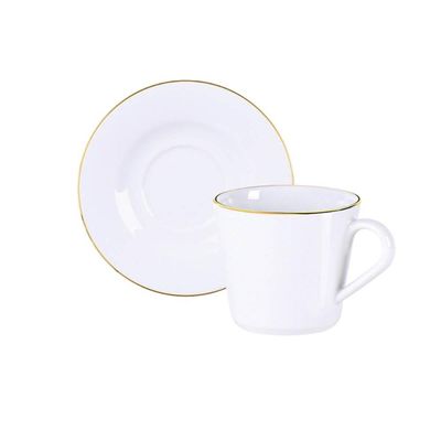 Aparelho de Jantar 30 Peças Tramontina Elisa Porcelana 6 Pessoas Mesa Posta Filete Dourado