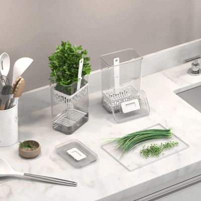 Kit 2 Organizadores de Temperos para Geladeira Dry 2,3l Plástico com Cestos Internos