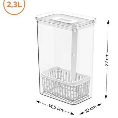 Kit 2 Organizadores de Temperos para Geladeira Dry 2,3l Plástico com Cestos Internos