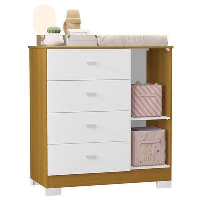 Guarda Roupa E Cômoda Infantil New Katatau Branco Acetinado Savana ? Reller