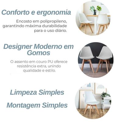Conjunto Mesa Redonda Leda Saarinen 80cm Com 4 Cadeiras Estofadas – Design Moderno E Conforto