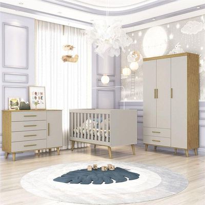 Quarto De Bebê Ludmila Off White Bétula Com Colchão Gazin - Carolina Baby