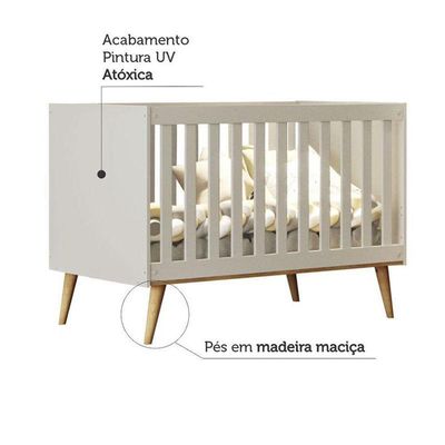Quarto De Bebê Ludmila Off White Bétula Com Colchão Gazin - Carolina Baby