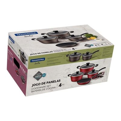 Jogo de Panelas Tramontina Sicília em Alumínio com Revestimento Interno e Externo Antiaderente Starflon Excellent 4 Peças Avelã