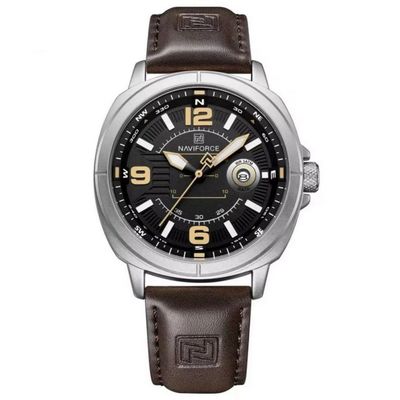 Relógio Masculino De Quartzo Design Esportivo Impermeavel à Prova D'água 3atm Prata Marrom