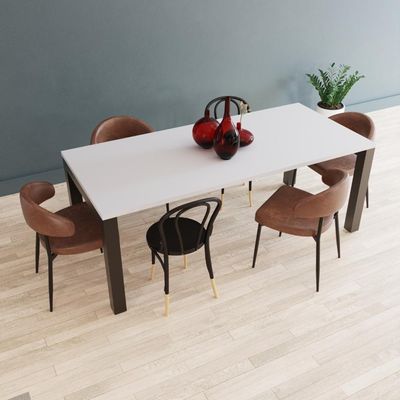 Mesa De Jantar Bronx U 200x90x77cm Brmj9200u Branco Tx - Est.preta Branco Tx/est.preta