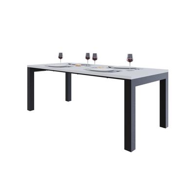 Mesa De Jantar Bronx U 200x90x77cm Brmj9200u Branco Tx - Est.preta Branco Tx/est.preta