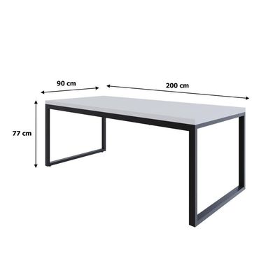 Mesa De Jantar Yon 200 X 90 X 76 Cm Branco Tx/est.preta Branco Tx/est.preta
