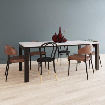 Mesa De Jantar Bronx U 200x90x77cm Brmj9200u Branco Tx - Est.preta Branco Tx/est.preta