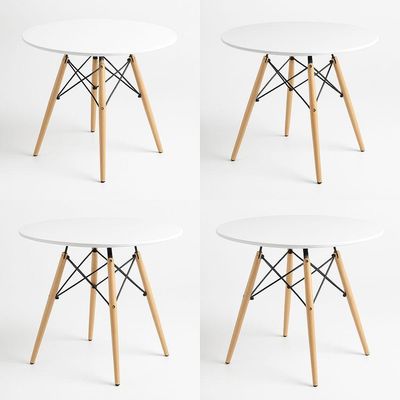 Mesa Moderna Eiffel Eames Tampo Em Madeira Mdf 90cm Branca