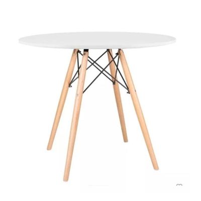 Mesa Moderna Eiffel Eames Tampo Em Madeira Mdf 90cm Branca