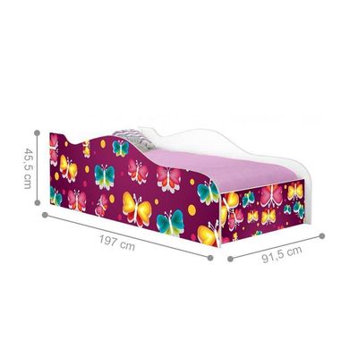 Cama Carro Fun Adesivada Borboleta Solteiro