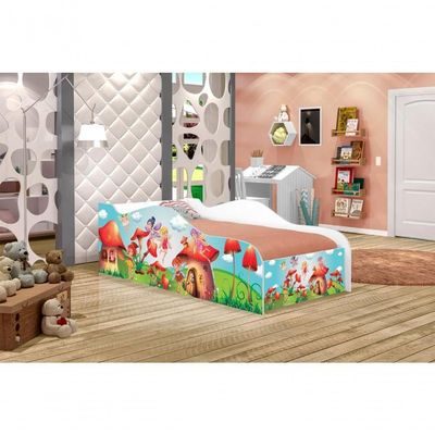 Cama Carro Fun Adesivada Fadinhas Meninas Solteiro